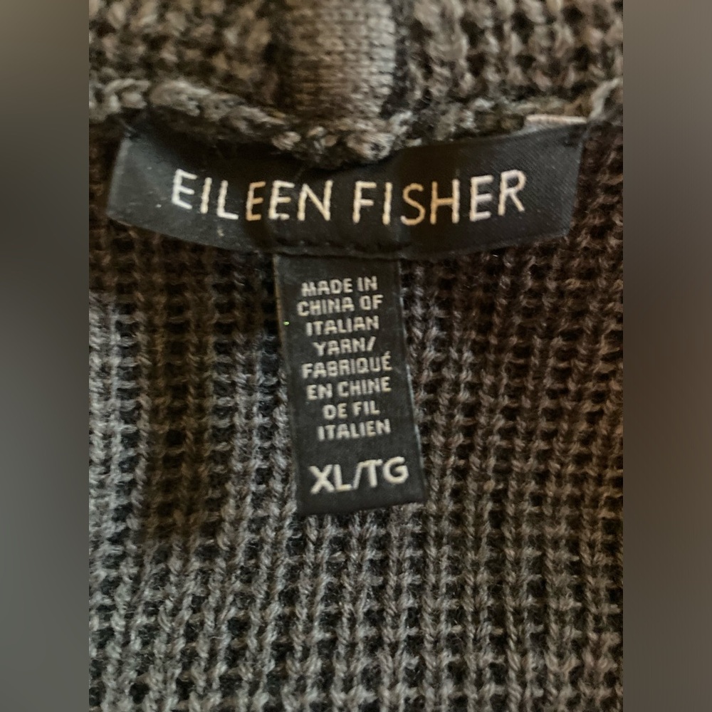 XL 1X Eileen Fisher grey 100% Merino Wool Shawl Collar Cardigan Sweater - Picture 3 of 5